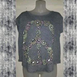 Lauren Moshi Daisy chain Peace Sign BURNOUT tee